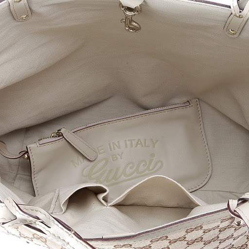 1:1 Gucci 247220 Gucci Craft Large Tote Bags-Cream Fabric - Click Image to Close